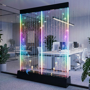 Paravent moderne en acrylique à bulles d'eau avec lumières LED à changement de couleur et structure à cadre fixe translucide - Product Image 1