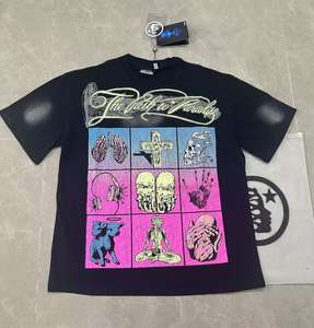 T-shirt tendance avec motif psychédélique à neuf grilles et design occulte, 250g - Product Image 4