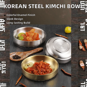 Bol Kimchi Style Coréen en Acier Inoxydable 304 Plat Minimaliste en Métal pour Plats Froides Assaisonnement Sauce Couleur Émail Poli - Product Image 2