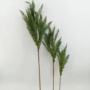 Ypress-tallos táctiles reales para decoración del hogar, planta verde suave