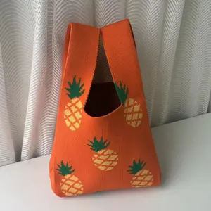 F-2471 Offre Spéciale pas cher style coréen sacs à main designer femmes personnalisé tricoté jacquard ananas design sac à main