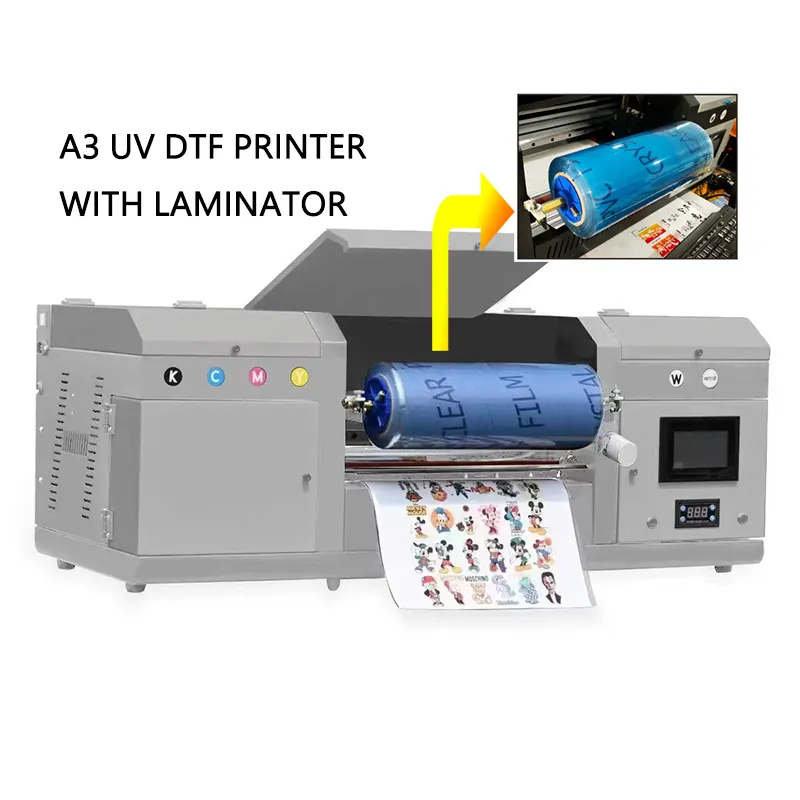 A5 A4 30cm ab Film aufkleber Inkjet Drucker Druckmaschine Flach bett i3200 2 in 1 dfg kleiner UV dtf Drucker Kristall für Flasche