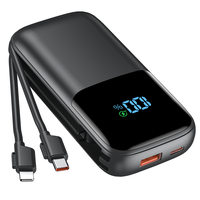 Chargeur de batterie pour iPhone OEM, type C, câble intégré, charge rapide 15W, affichage LED, double USB, grande capacité, mini power banks