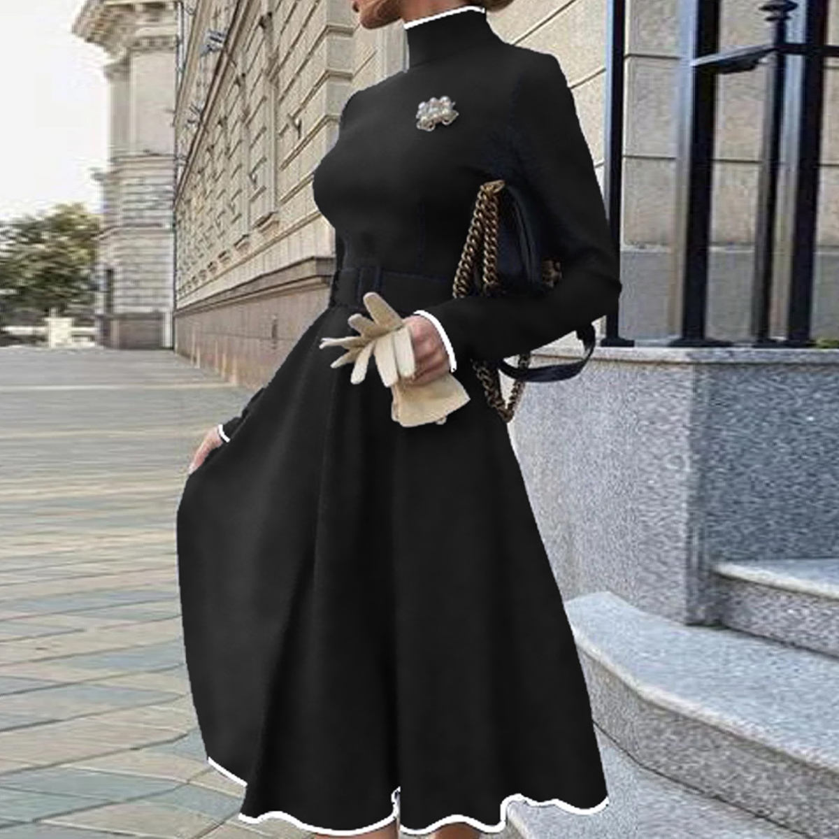 Autumn New Style A-List Casual Dress for Women Wholesale Long Sleeved  Mid-Length Dress Breathable Floor-Length Dress