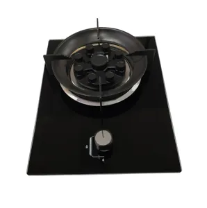 Household Single Burner Build-in gas hob cookertop stove black tempered glass high temperature paint pan support Nine burners