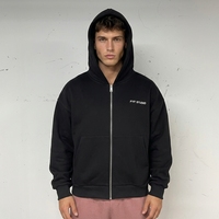MH1196 Sweat à capuche zippé court pour homme, broderie personnalisée, coupe ample, épaules tombantes, streetwear décontracté avec poches