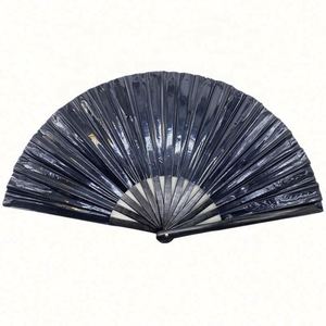 Abanico de Mano Plegable de Bambú Holográfico Iridiscente, Abanico de PVC de 33 cm con Diseño Floral para Festivales y Fiestas - Product Image 2