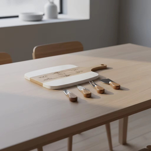 Juego de Tablas para Cortar Queso de <span class=keywords><strong>Madera</strong></span> de Acacia y Mármol con Cuchillos Personalizados para Utensilios de Cocina, Regalo Perfecto - Product Image 3