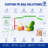 Sacs en PE auto-scellants à haute transparence pour l'emballage alimentaire, approuvés par la FDA, 100% matière première, taille personnalisée, sacs en plastique