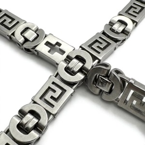 Stainless Steel Byzantine <b>Cross</b> Link <b>Chain</b> Necklace Waterproof Tarnish-Free Heavy Cuban Chunky Choker Hip Hop Punk Jewelry - Product Image 2