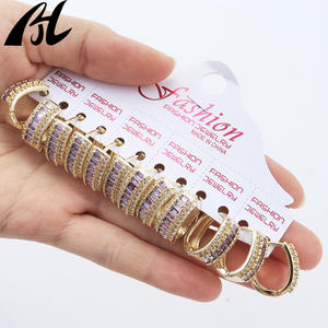 C-339,C-584 Trendy <strong>Gold</strong> <strong>Hoop</strong> <strong>Earrings</strong> For Women Colorful Gemstones Luxury Statement Drop <strong>Earrings</strong> Luxury Gift - Product Image 2