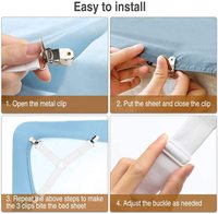 4 pièces blanches réglables pour draps de lit Supports triangulaires pour couvertures de matelas Attaches pour draps ajustés Organisateurs de systèmes de placard