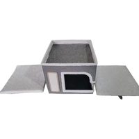 Lit pour chat carré en lin pliable monobloc entièrement fermé, type maison-caverne, pour l'hiver, amovible, lavable, anti-griffures, style classique et tendance