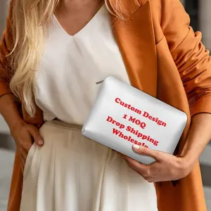 Bolsa de teléfono de cuero PU con cremallera personalizada, bolsos de mano para mujer, bolso de mano de moda con estampado, Mini bolso de viaje para mujer, monedero de transferencia de calor