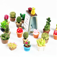 Miniatures de maison de poupée, plantes succulentes en pot de dessin animé, accessoires, modèles miniatures, ornements de micro-paysages
