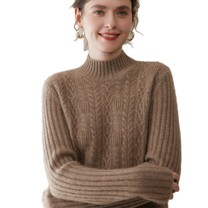 DONYI Damen Casual-Stil Neuer Kaschmir-Strickpullover Atmungsaktiv Vorderes Logo Warm Bequem Einfarbiges Muster Winter 350g - Product Image 1