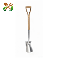 Ensemble de bêches et fourches de jardin vintage en acier inoxydable avec manche en bois de frêne, outils de jardinage robustes pour creuser, pelle et fourche à herbe pour la ferme et la pelouse