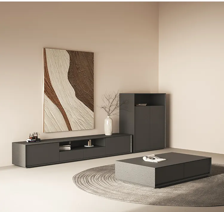 Soporte para sala de estar TV de calidad superior precio al por mayor diseño de madera maciza con unidad de mesa de centro