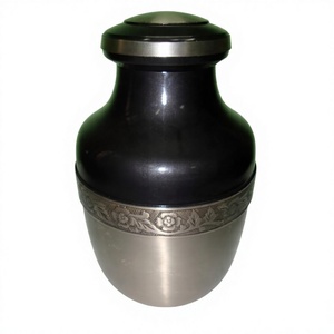 Engraved <b>Black</b> Flower Urns Cremation Urn <b>for</b> Human Ashes Large Size Urns - Product Image 1