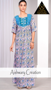 Vestido Kaftan Maxi Estampado 100% Algodón para Mujer, Ropa Musulmana Tradicional, Vestido Largo Transpirable, Venta al Por Mayor Directo de Fábrica - Product Image 2