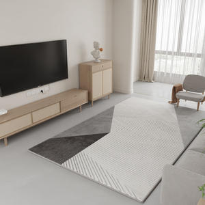 Tapis géométrique nordique Jinrui, rectangulaire, antidérapant, gris, pour salon, chambre à coucher, lavable en machine, nettoyage localisé, style scandinave - Product Image 2