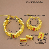 Ensemble de bijoux éthiopien en or 4 pièces avec pierres colorées : collier ras-du-cou, boucles d'oreilles, bague et bracelet