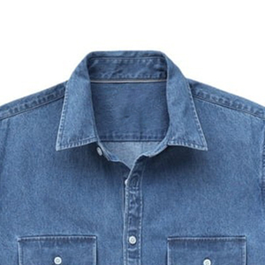 Camisa superior de ropa de trabajo de otoño para hombre de alta calidad, sarga de algodón sostenible, hilo azul pizarra teñido, precio razonable - Product Image 4