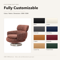 Fauteuil d'appoint pivotant en tissu rembourré avec base en acier, personnalisable OEM pour hôtel, bureau, salon