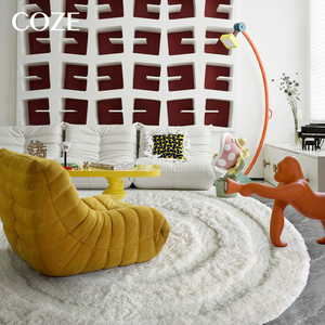 <span class=keywords><strong>Tapis</strong></span> rond en peluche fait main Coze, moderne, minimaliste, de couleur crème, haut de gamme, pour chambre à coucher, <span class=keywords><strong>tapis</strong></span> moelleux en soie de lait pour salon - Product Image 5