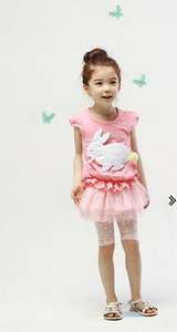 Vêtements pour enfants en gros, t-shirt princesse à manches courtes avec imprimé lapin pour filles, provenant d'un fournisseur chinois - Product Image 2