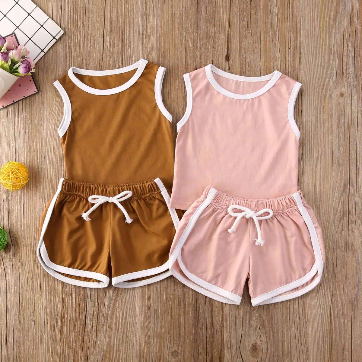 Ensemble de vêtements d'été en coton pour petites filles, vêtements de nuit, pour enfants,