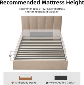 <span class=keywords><strong>Letto</strong></span> Imbottito di Alta Qualità Effetto Pelle con Meccanismo Idraulico, Contenitore Beige con Sollevamento a Gas e <span class=keywords><strong>Testiera</strong></span> - Product Image 5