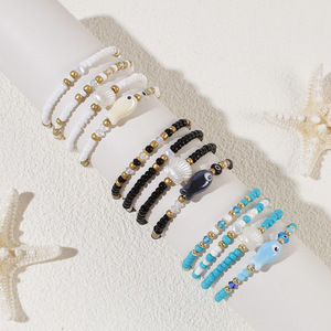 Conjunto <span class=keywords><strong>de</strong></span> Pulseras Apilables <span class=keywords><strong>de</strong></span> Verano con Cuentas <span class=keywords><strong>de</strong></span> Cristal, Conchas y <span class=keywords><strong>Ojo</strong></span> Turco Bohemio <span class=keywords><strong>para</strong></span> Mujer - Product Image 2