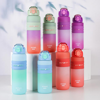 Bouteille d'eau en PC écologique pour étudiants sportifs avec couvercle à bouton-poussoir, légère pour les activités de plein air