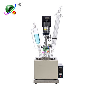Réacteur en verre de laboratoire de 5 L avec écran numérique, contrôleur de commande automatique, supports en acier inoxydable, conception monocouche en verre GG-17 - Product Image 1
