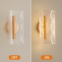 Lampes murales cylindriques modernes en acrylique à 3 couleurs changeantes, 7W LED, feuille d'or craquelée, pour la décoration de chambre à coucher