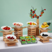 Support de présentation de desserts en bois massif, buffet, étagère pour pause-café, buffet froid, sushi, gâteau, table à collations, présentation, design moderne rustique