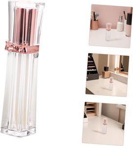 Luxurious Clear Square ABS Lip Gloss Tube 3.5ml <b>Custom</b> Design with Rose Gold Bows Screw Cap Empty Lip Glaze Base for Blush - Product Image 4