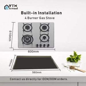 60CM Four Burner Stainless Steel <strong>Gas</strong> Hob Stove Electric Portable Installation for Natural <strong>Gas</strong> Cooking Metal <strong>Knobs</strong> - Product Image 2