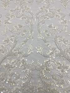 ดูไบผ้าไหมลายดอกไม้แบบสมมาตร + ปักมุก + ปักเลื่อมชุดแต่งงานปักเลื่อมผ้าลูกไม้ประดับมุก - Product Image 6