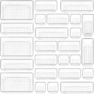 Doorzichtige Bureaulade Opberglade Lade-Organizer Met Siliconen Pads Doorzichtige Plastic Lade-Organizerset