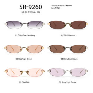 シファースタイリッシュリムレスフレームチタンサングラス女性用高品質デザイナーファッションカスタムロゴオーバルサングラス卸売 - Product Image 3