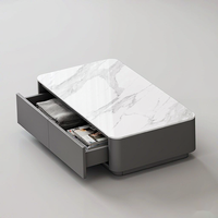 Table basse en pierre frittée, table centrale rectangulaire moderne avec tiroirs, table à thé en bois gris pour salon, mobilier de maison