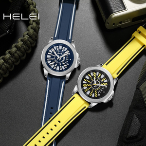 HELEI Nouvelle Montre à Quartz Étanche pour Homme avec Bracelet en Silicone Bicolore, Modèle Tendance et Très Vendu à l'Étranger, Idéale pour Étudiants - Product Image 3