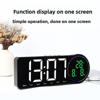 Moderner Minimalistischer Schlafzimmer-Wanduhr mit LED-Digitalanzeige, Wecker, Stecker- und Batteriebetrieb, Anzeige von Zeit, Tag und Woche