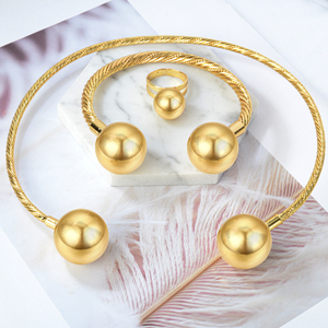 Conjuntos de Joyería de Nigeria para Mujer, Collar, Aretes, Anillo, Pulsera, Geométricos, Regalo de Compromiso, Conjunto de Joyería de <span class=keywords><strong>3</strong></span> Piezas - Product Image 6