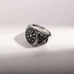 Bague de Fiançailles Homme en Acier Inoxydable Plaqué Or Rose, Style Rétro Gréco Athénien Classique, Sertissage Bezel Personnalisé, Vente en Gros - Product Image 4
