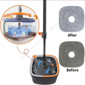 Juego de fregona mágica de microfibra giratoria 360 grados al por mayor con cubo, varilla de acero, escurridor y separación de agua sucia de alta capacidad para suelos. - Product Image 3