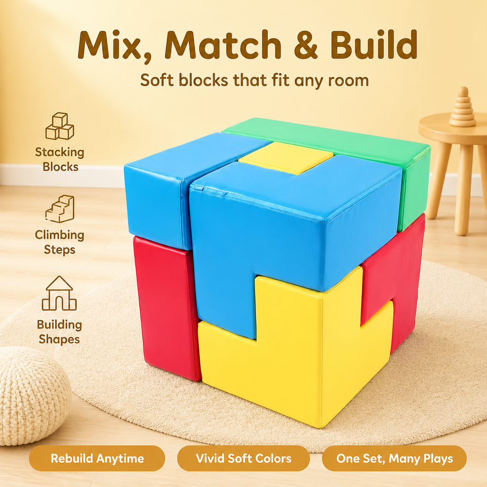 Kids Educational Foam Blocks Large Soft Building Cubes 60cm Stacking ...