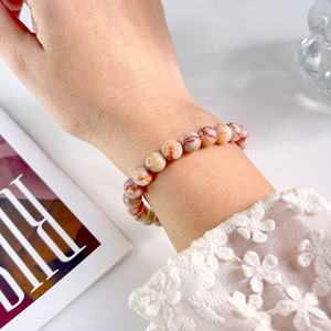Bracelet en pierres naturelles, Jaspe Picasso, 6-8mm, motif réseau rouge, unisexe, anniversaire, vente en gros - Product Image 3